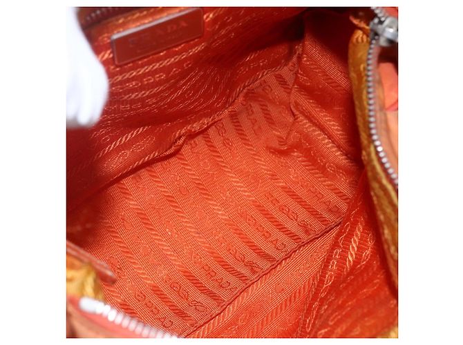 Borsa a Spalla PRADA Nylon Arancione Auth 146486 - vista 10