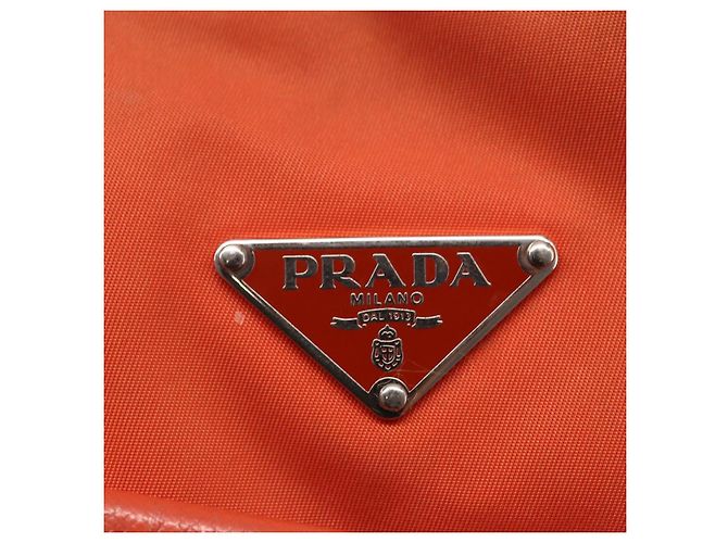 Borsa a Spalla PRADA Nylon Arancione Auth 146486 - vista 18