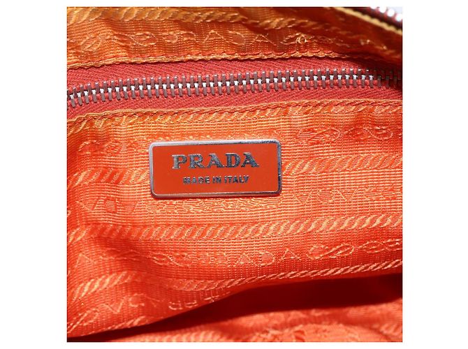 Borsa a Spalla PRADA Nylon Arancione Auth 146486 - vista 19