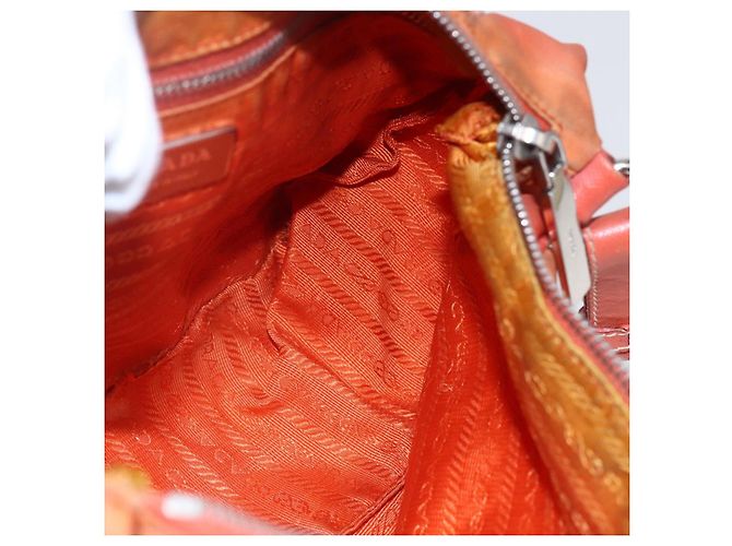 Borsa a Spalla PRADA Nylon Arancione Auth 146486 - vista 20