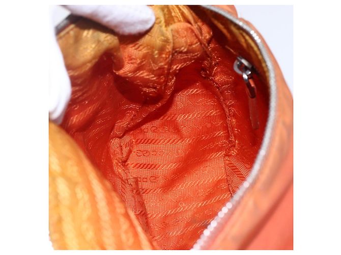 Borsa a Spalla PRADA Nylon Arancione Auth 146486 - vista 21