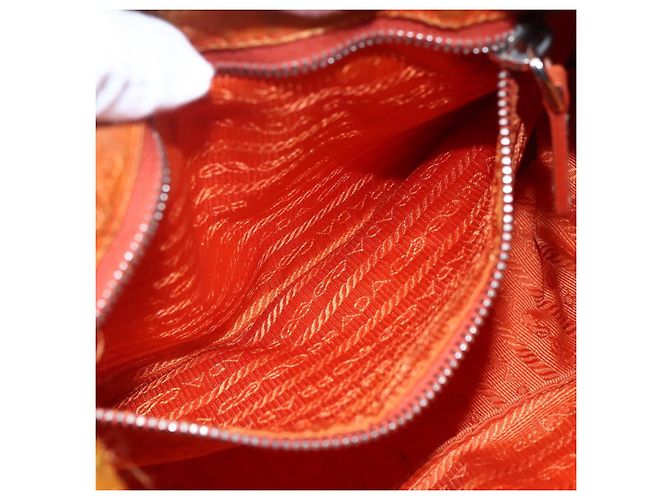 Borsa a Spalla PRADA Nylon Arancione Auth 146486 - vista 22
