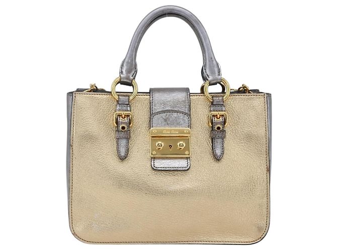 Borsa Miu Miu Madras in pelle 2 in 1 oro Auth mr1549 D'oro - vista 13