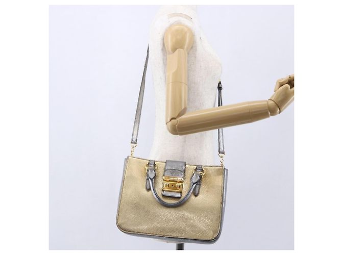 Borsa Miu Miu Madras in pelle 2 in 1 oro Auth mr1549 D'oro - vista 26