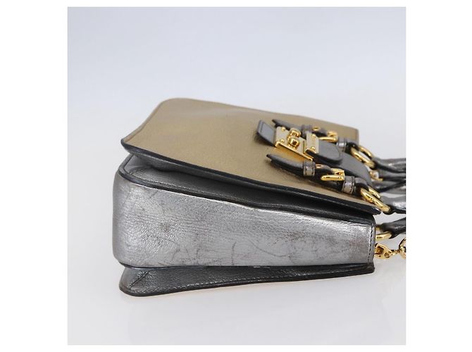 Borsa Miu Miu Madras in pelle 2 in 1 oro Auth mr1549 D'oro - vista 4