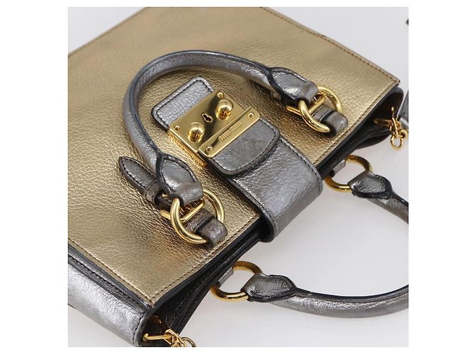 Borsa Miu Miu Madras in pelle 2 in 1 oro Auth mr1549 D'oro - vista 6
