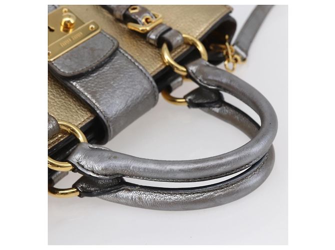 Borsa Miu Miu Madras in pelle 2 in 1 oro Auth mr1549 D'oro - vista 7