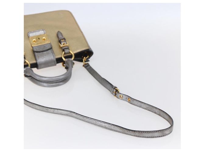 Borsa Miu Miu Madras in pelle 2 in 1 oro Auth mr1549 D'oro - vista 8