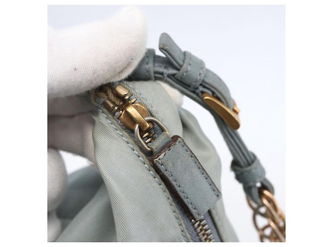PRADA Borsa a Spalla con Catena Nylon Azzurro Chiaro Oro Auth SW1832 D'oro Blu chiaro - vista 10