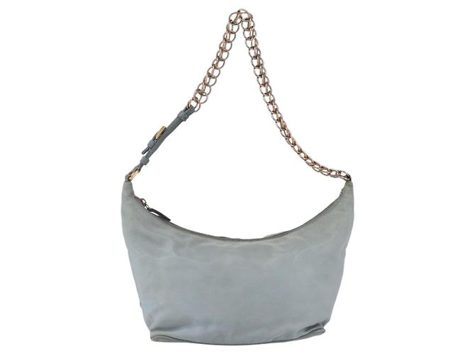 PRADA Borsa a Spalla con Catena Nylon Azzurro Chiaro Oro Auth SW1832 D'oro Blu chiaro - vista 13