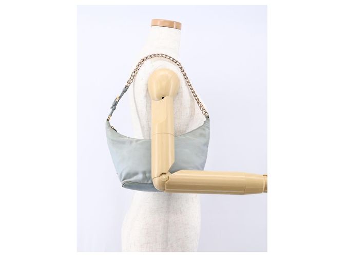 PRADA Borsa a Spalla con Catena Nylon Azzurro Chiaro Oro Auth SW1832 D'oro Blu chiaro - vista 24
