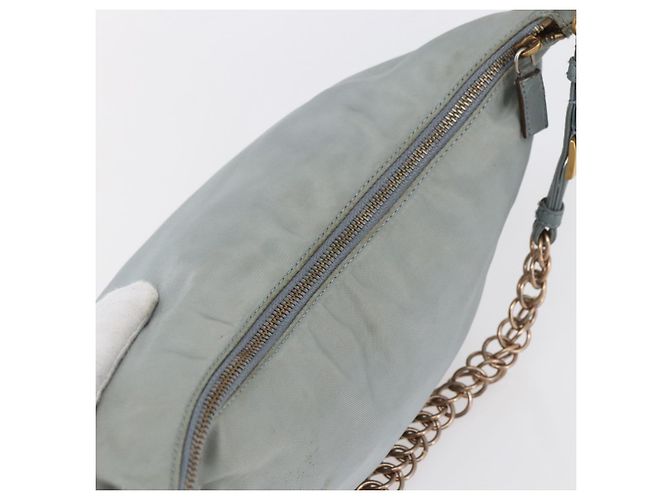 PRADA Borsa a Spalla con Catena Nylon Azzurro Chiaro Oro Auth SW1832 D'oro Blu chiaro - vista 6