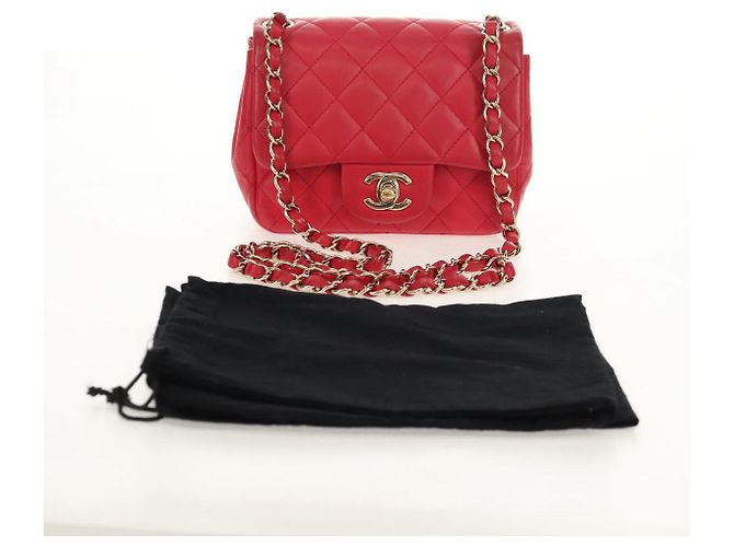 CHANEL Matelassé 17 Borsa a Spalla con Catena in Pelle di Agnello Rossa Oro CC Auth 144831SAM Rosso D'oro - vista 12