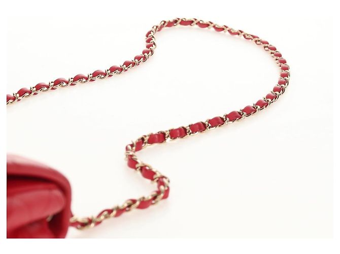 CHANEL Matelassé 17 Borsa a Spalla con Catena in Pelle di Agnello Rossa Oro CC Auth 144831SAM Rosso D'oro - vista 14