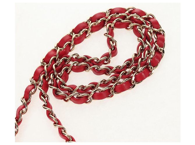 CHANEL Matelassé 17 Borsa a Spalla con Catena in Pelle di Agnello Rossa Oro CC Auth 144831SAM Rosso D'oro - vista 15
