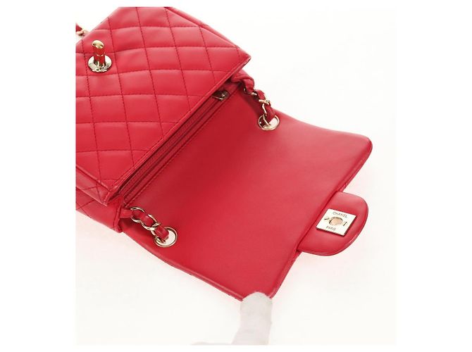 CHANEL Matelassé 17 Borsa a Spalla con Catena in Pelle di Agnello Rossa Oro CC Auth 144831SAM Rosso D'oro - vista 21
