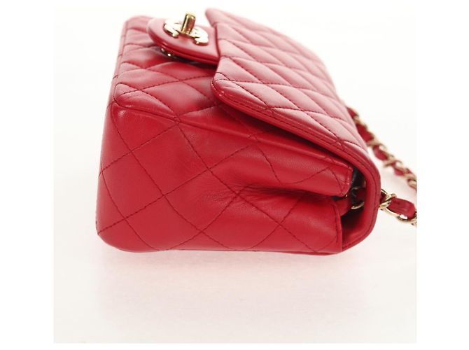 CHANEL Matelassé 17 Borsa a Spalla con Catena in Pelle di Agnello Rossa Oro CC Auth 144831SAM Rosso D'oro - vista 4