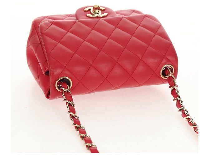 CHANEL Matelassé 17 Borsa a Spalla con Catena in Pelle di Agnello Rossa Oro CC Auth 144831SAM Rosso D'oro - vista 6