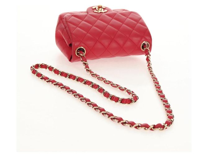 CHANEL Matelassé 17 Borsa a Spalla con Catena in Pelle di Agnello Rossa Oro CC Auth 144831SAM Rosso D'oro - vista 7
