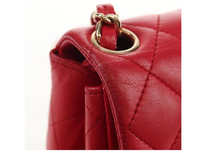 CHANEL Matelassé 17 Borsa a Spalla con Catena in Pelle di Agnello Rossa Oro CC Auth 144831SAM Rosso D'oro - vista 8