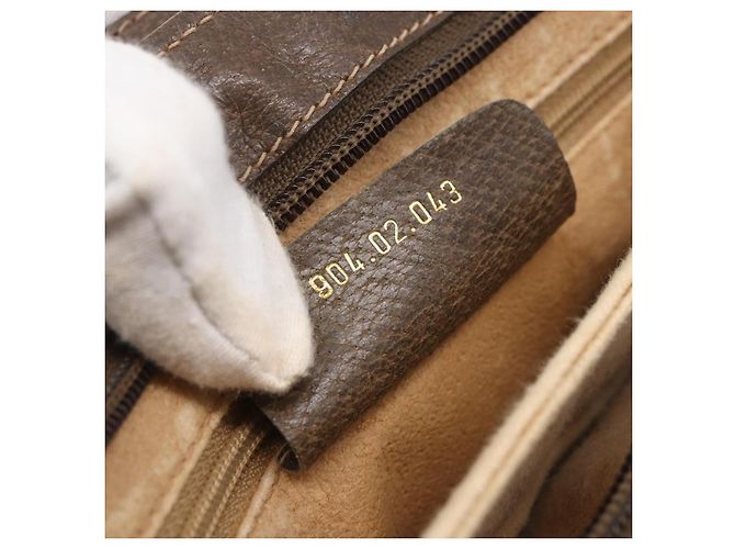 Borsa Gucci GG Supreme Web Sherry Line in PVC beige, oro e rosso 904 02 043 Auth BA7799 D'oro - vista 12