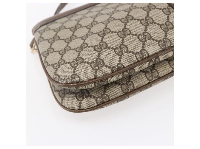 Borsa Gucci GG Supreme Web Sherry Line in PVC beige, oro e rosso 904 02 043 Auth BA7799 D'oro - vista 15