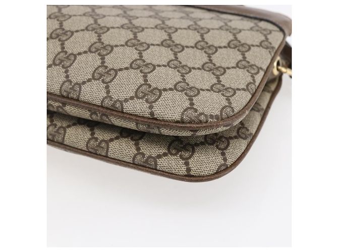 Borsa Gucci GG Supreme Web Sherry Line in PVC beige, oro e rosso 904 02 043 Auth BA7799 D'oro - vista 16