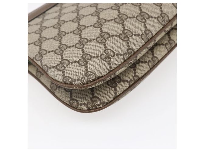 Borsa Gucci GG Supreme Web Sherry Line in PVC beige, oro e rosso 904 02 043 Auth BA7799 D'oro - vista 17