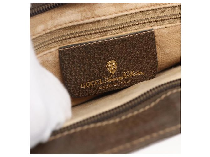 Borsa Gucci GG Supreme Web Sherry Line in PVC beige, oro e rosso 904 02 043 Auth BA7799 D'oro - vista 19