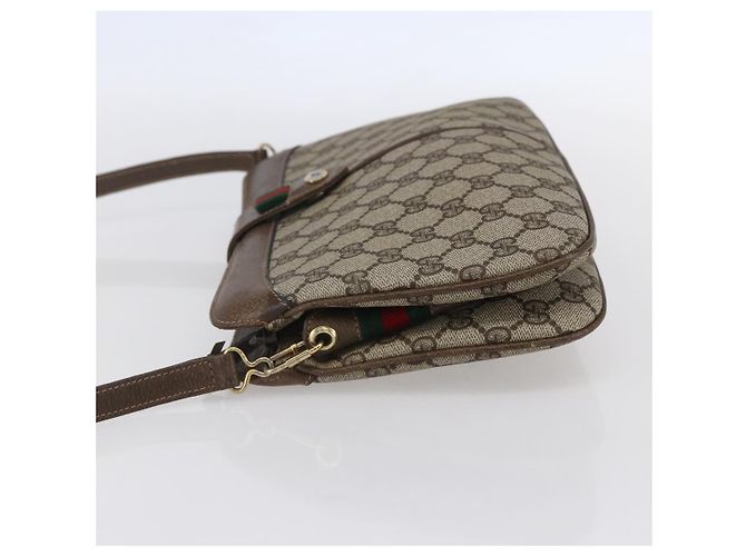 Borsa Gucci GG Supreme Web Sherry Line in PVC beige, oro e rosso 904 02 043 Auth BA7799 D'oro - vista 3