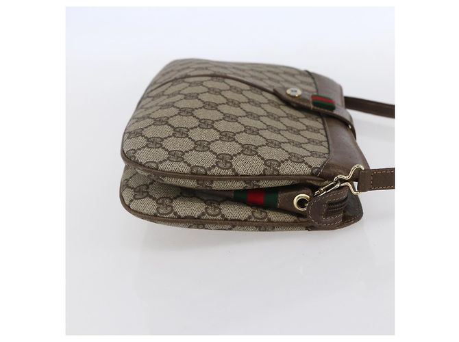 Borsa Gucci GG Supreme Web Sherry Line in PVC beige, oro e rosso 904 02 043 Auth BA7799 D'oro - vista 4