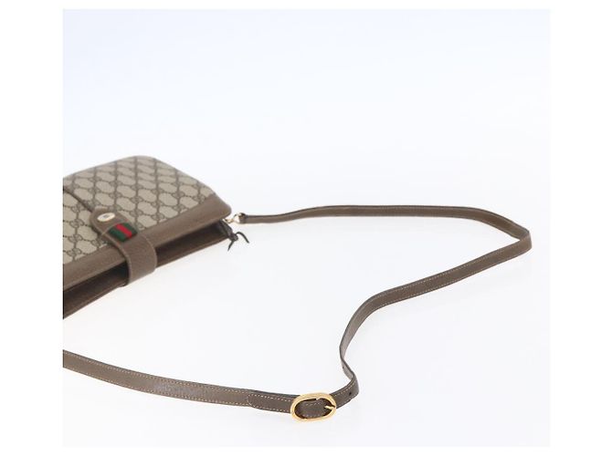 Borsa Gucci GG Supreme Web Sherry Line in PVC beige, oro e rosso 904 02 043 Auth BA7799 D'oro - vista 7