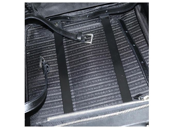 Saffiano Valigia PRADA in pelle Safiano Nera Argento Auth mr1541 Nero - vista 11