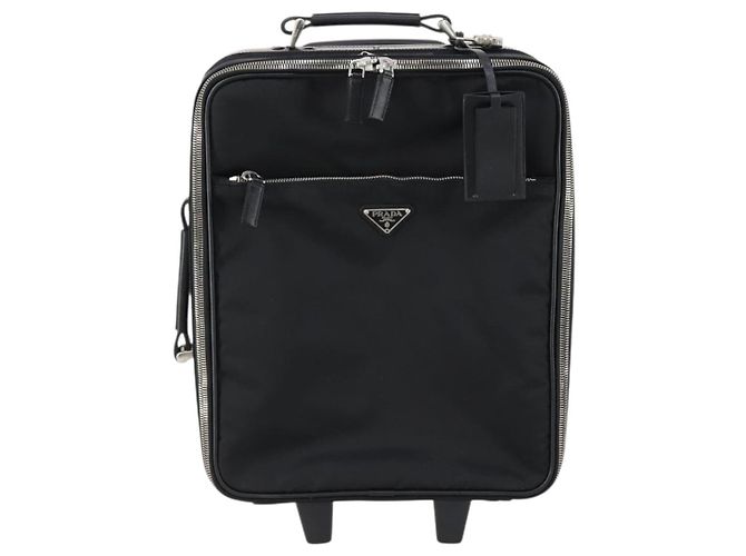 Saffiano Valigia PRADA in pelle Safiano Nera Argento Auth mr1541 Nero - vista 13