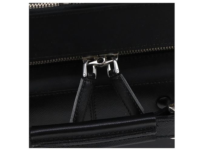 Saffiano Valigia PRADA in pelle Safiano Nera Argento Auth mr1541 Nero - vista 24