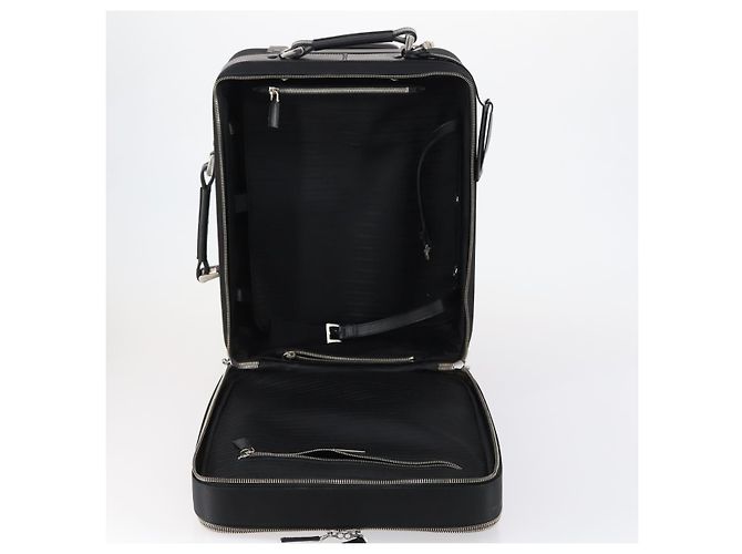 Saffiano Valigia PRADA in pelle Safiano Nera Argento Auth mr1541 Nero - vista 25