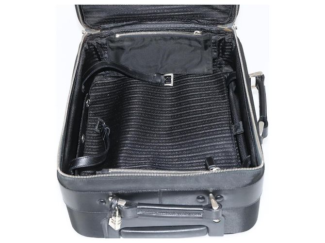 Saffiano Valigia PRADA in pelle Safiano Nera Argento Auth mr1541 Nero - vista 30