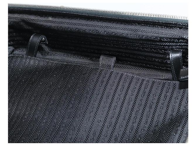 Saffiano Valigia PRADA in pelle Safiano Nera Argento Auth mr1541 Nero - vista 31