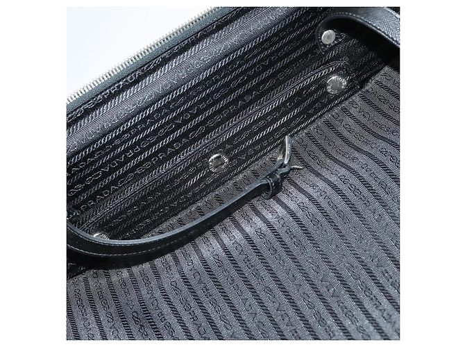 Saffiano Valigia PRADA in pelle Safiano Nera Argento Auth mr1541 Nero - vista 32