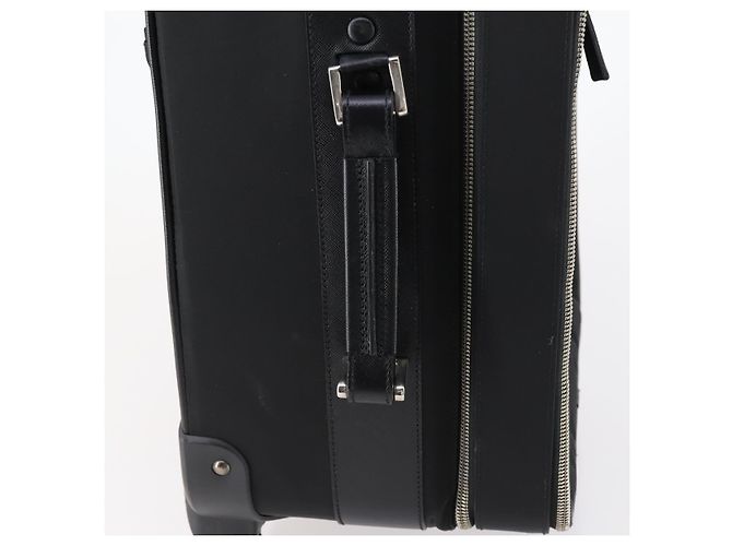 Saffiano Valigia PRADA in pelle Safiano Nera Argento Auth mr1541 Nero - vista 5