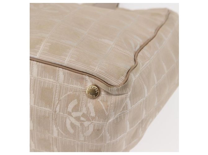 CHANEL Nuova Borsa Tote da Viaggio Nylon Beige Oro CC Auth bs30087 D'oro - vista 15