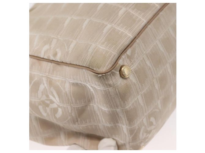 CHANEL Nuova Borsa Tote da Viaggio Nylon Beige Oro CC Auth bs30087 D'oro - vista 16
