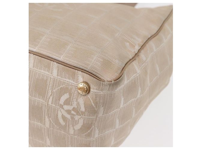CHANEL Nuova Borsa Tote da Viaggio Nylon Beige Oro CC Auth bs30087 D'oro - vista 17