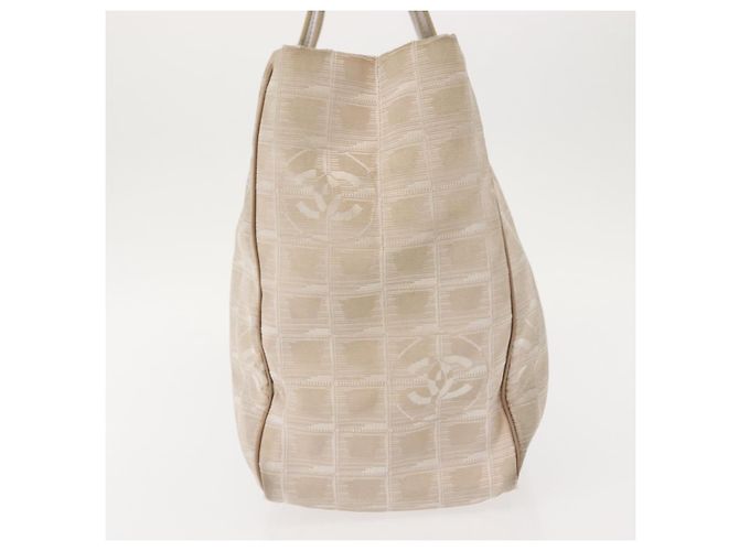 CHANEL Nuova Borsa Tote da Viaggio Nylon Beige Oro CC Auth bs30087 D'oro - vista 4