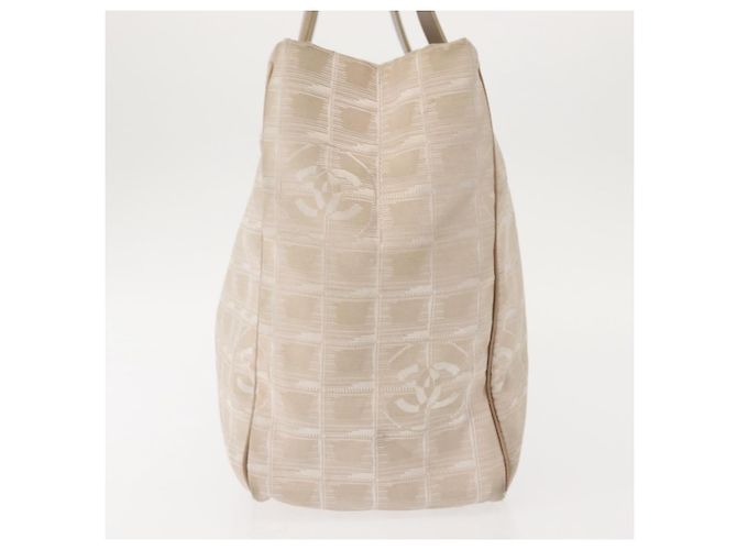 CHANEL Nuova Borsa Tote da Viaggio Nylon Beige Oro CC Auth bs30087 D'oro - vista 5
