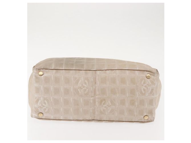 CHANEL Nuova Borsa Tote da Viaggio Nylon Beige Oro CC Auth bs30087 D'oro - vista 6
