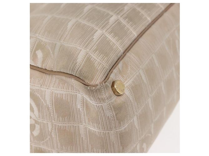 CHANEL Nuova Borsa Tote da Viaggio Nylon Beige Oro CC Auth bs30087 D'oro - vista 9