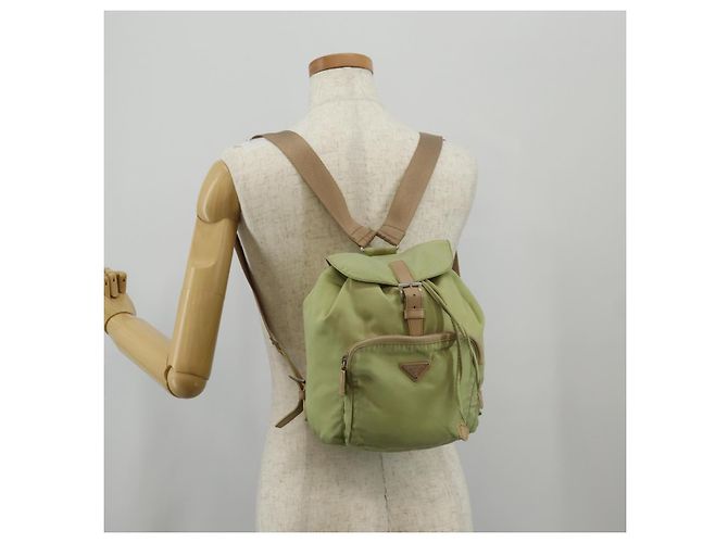 Mochila PRADA de nylon beige plata auténtica 145849 - vista 32