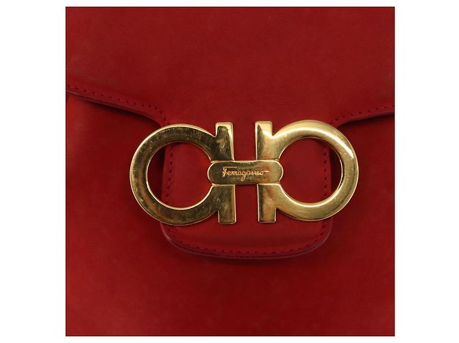 Zaino Salvatore Ferragamo in suede rosso e oro Auth BA6583 D'oro - vista 19