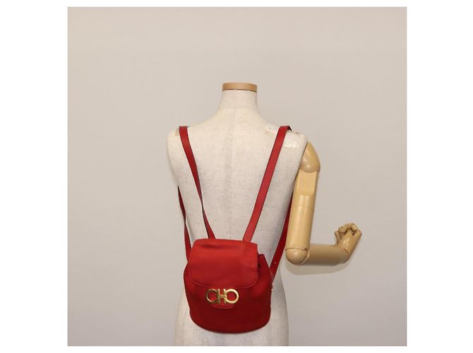 Zaino Salvatore Ferragamo in suede rosso e oro Auth BA6583 D'oro - vista 23